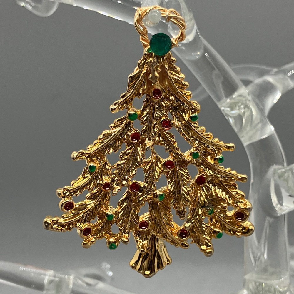 Hand Crafted Ornament - created from vintage Christmas tree pin / brooch